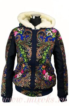 Куртка в русском стиле из овчины "Полянка"