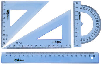 Набор чертежный средний ArtSpace (треуг. 2шт., линейка 20 см, транспортир) (арт.256257)