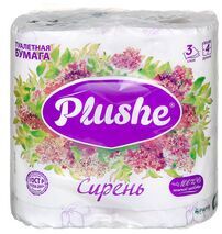 Туалетная Бумага Plushe Deluxe Light 'Сирень , 4 рулона*15 м, 3 слоя, белый,фиолетовый, ароматизация, 12 в упаковке