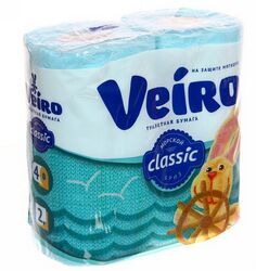 Туалетная бумага VEIRO 2сл. 4шт. Классик голубая