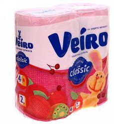Туалетная бумага VEIRO 2сл. 4шт. Классик розовая