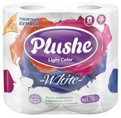 Туалетная Бумага PLUSHE Light Color, 4 рулона, 2 слоя, 15метров, белая/пастель, 12 в упаковке.