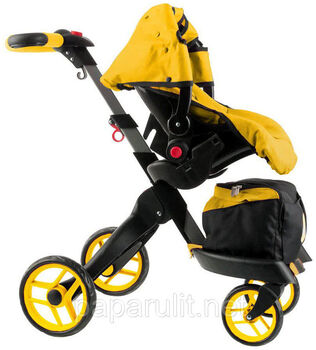 Жёлтая коляска для кукол Aurora с сумочкой